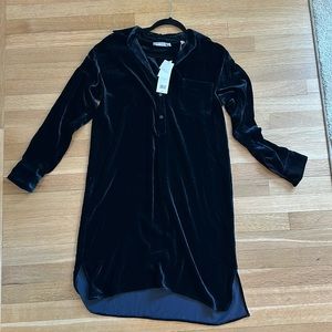 VINCE Womens Velvet Button-Down Long-Sleeve Shirt Dress XS - New with tags